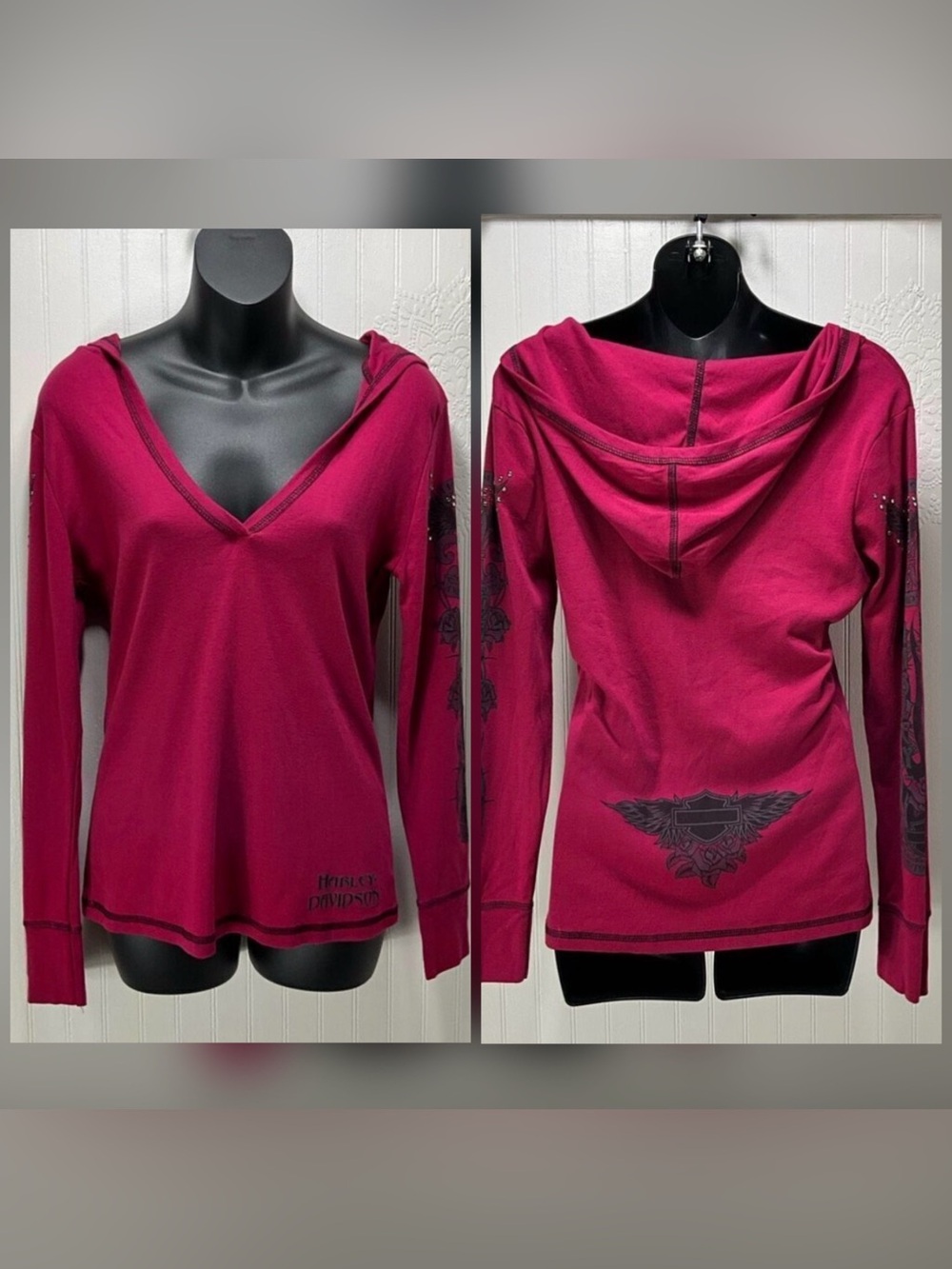 HARLEY-DAVIDSON Long Sleeve Shirt With Hoodie, Gorgeous!